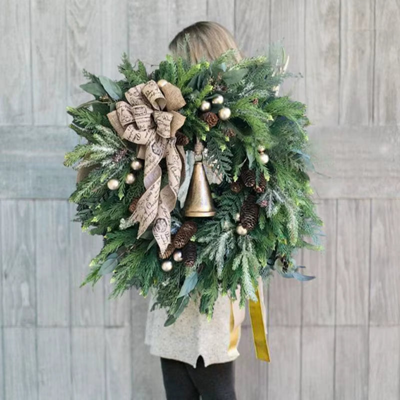 Christmas Door Wreath with Gold Bells and Red Berries, 15.75 in – image 3