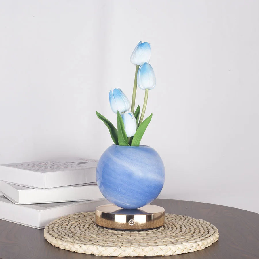 Tulip LED Night Light - USB Rechargeable Flower Desk Lamp for Bedroom Decor