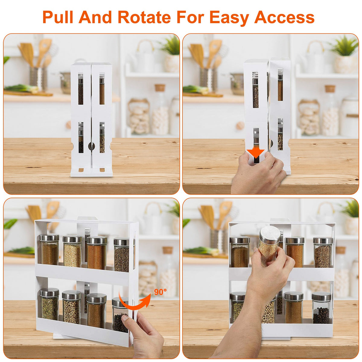 Spice Rack Organizer – 2-Tier Swivel Cabinet Organizer, Holds 20 Jars – image 5