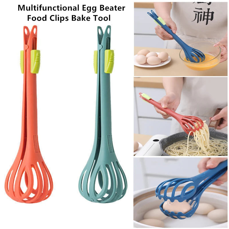 Kitchen Whisk Tongs, 2-in-1 Egg Beater and Food Clip – image 2