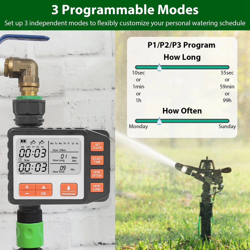 Sprinkler Timer - Programmable Hose Faucet Water Timer, 3 Programs – image 3