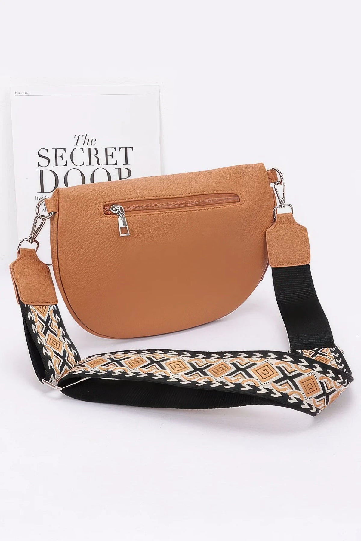 Crossbody Belt Bag – Faux Leather Zip Waist Bag, White – image 4