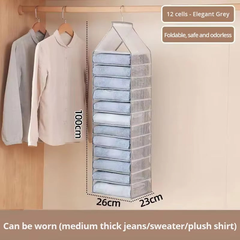 Hanging Closet Organizer – Clear 6, 9 or 12 Compartment Bag – image 9