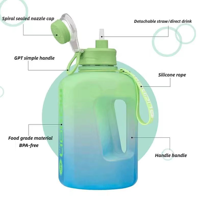 2.4 L Sports Water Bottle with Straw and Volume Markings – image 4
