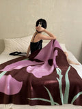 Terracotta Iris Floral Throw Blanket, Thick Warm Earthy Tone – image 1