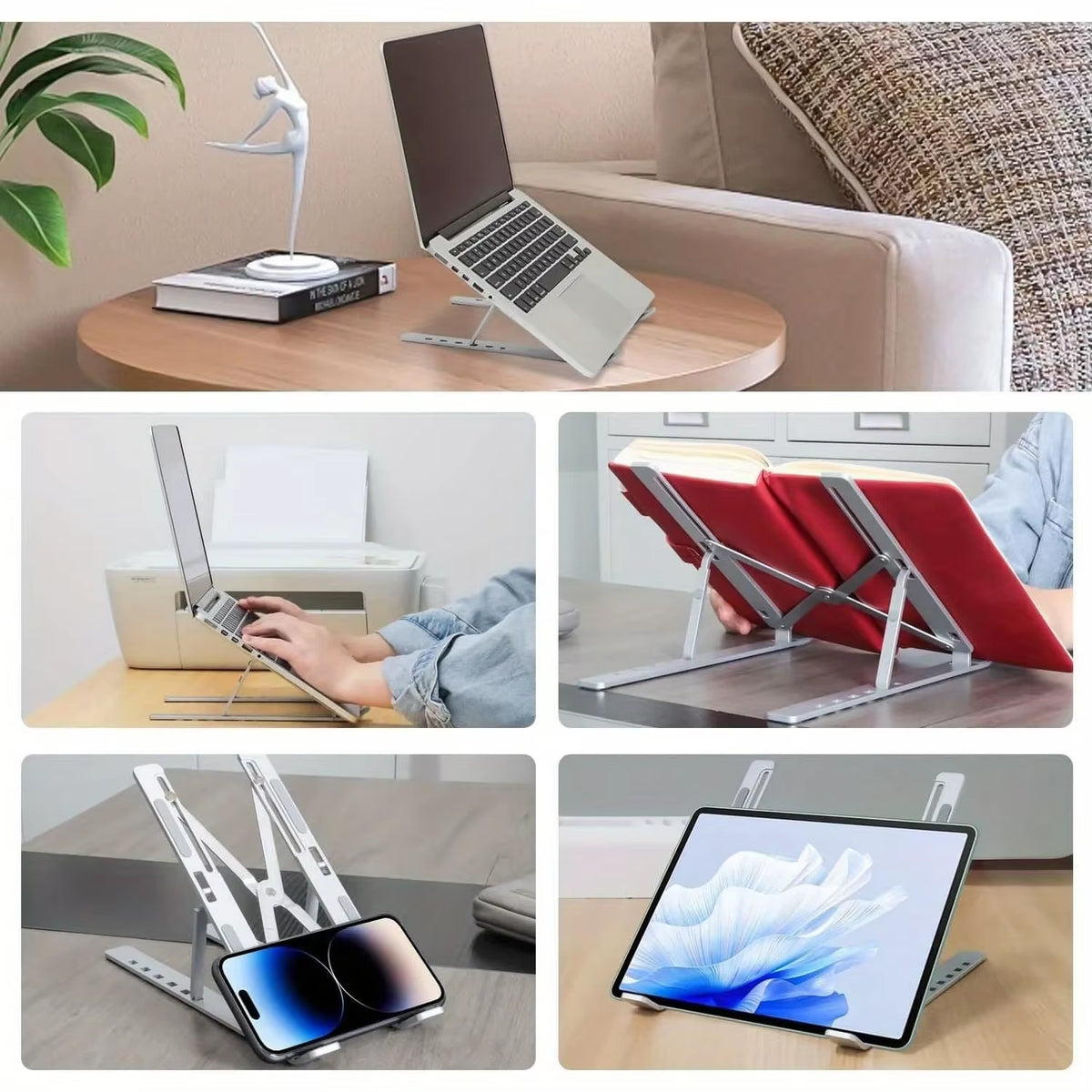 Adjustable Aluminum Laptop Stand, Foldable 6-Level Riser for 8-16 In – image 6