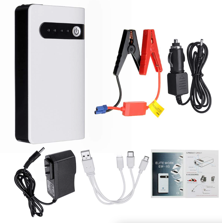 Car Jump Starter – 400A Peak, 20000mAh Power Bank with LED Light