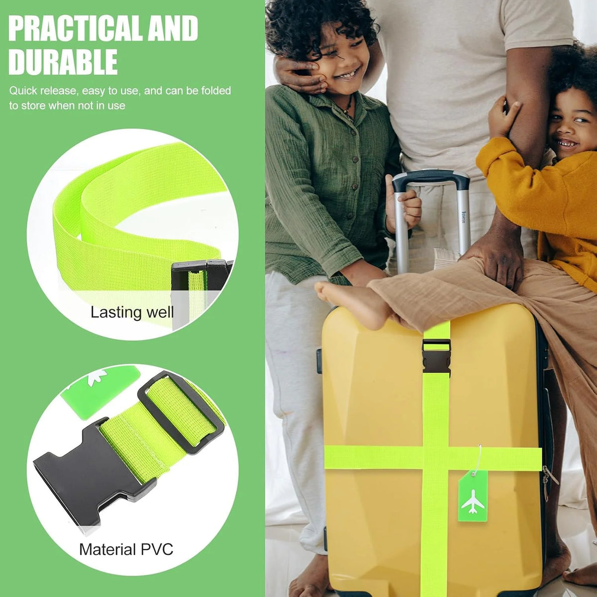 Luggage Straps with Tags, 4-Pack Adjustable Suitcase Belts – image 4