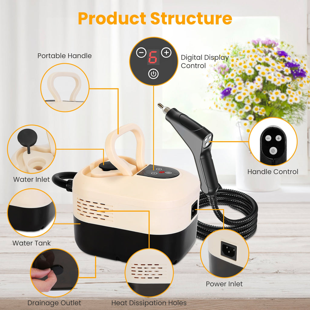 1500W Handheld Steam Cleaner with 1200 ml Tank and 6 Steam Levels – image 19