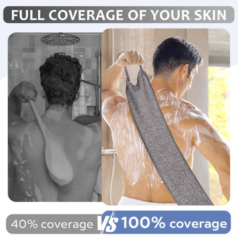 Exfoliating Back Scrubber Towel Bamboo Fiber with Handles – image 2
