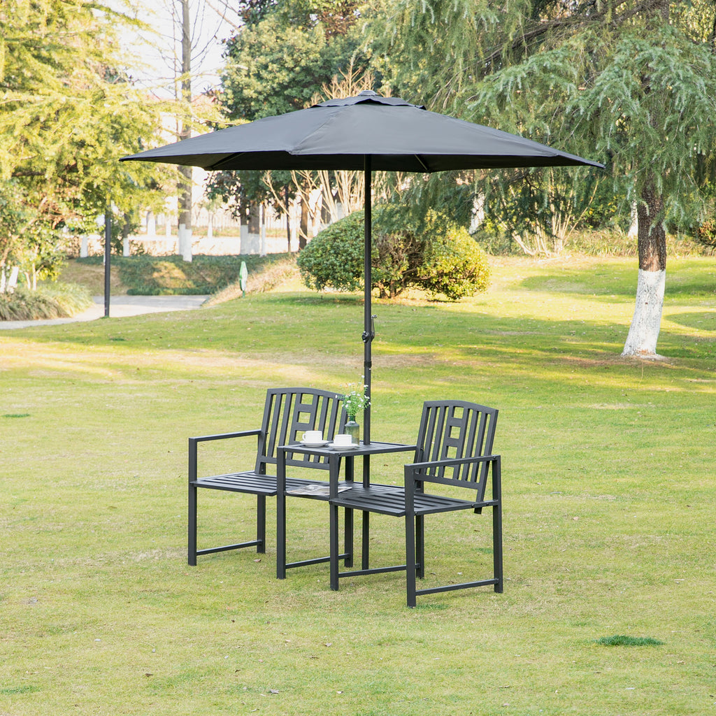 Metal Garden Bench with Center Table, 2-Seat Patio Tete-a-Tete – image 7