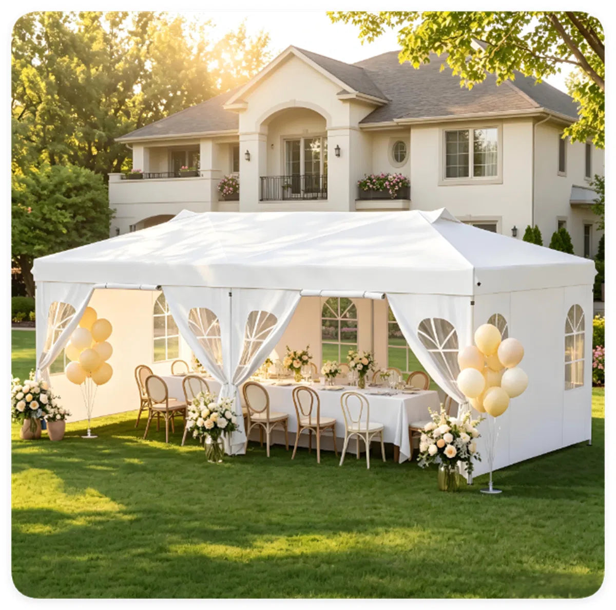 10 x 20 ft Pop Up Canopy Tent with Sidewalls, 3 Height Settings – image 2