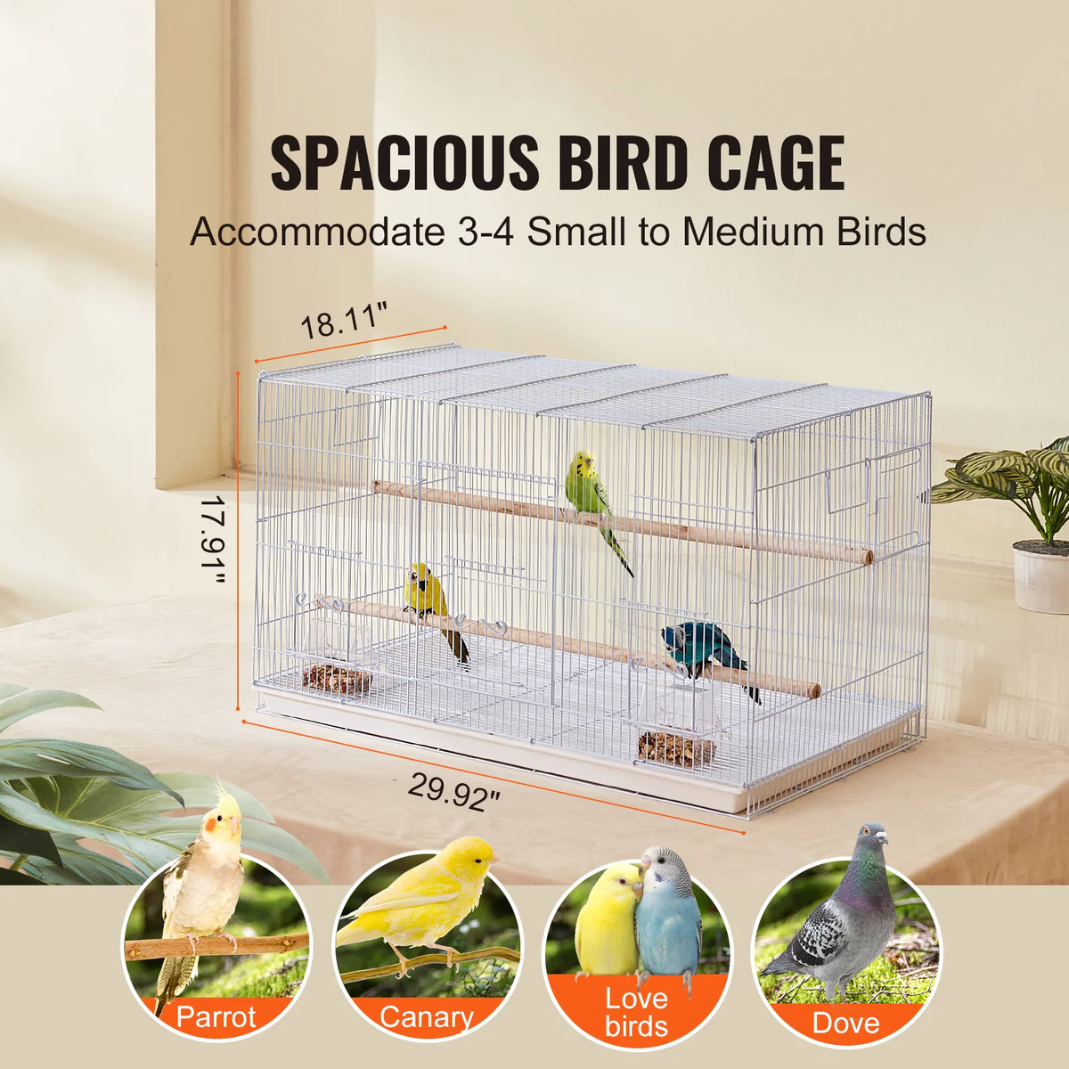 Flight Bird Cage 30 in, Stackable Carbon Steel Cage for Small Birds – image 2