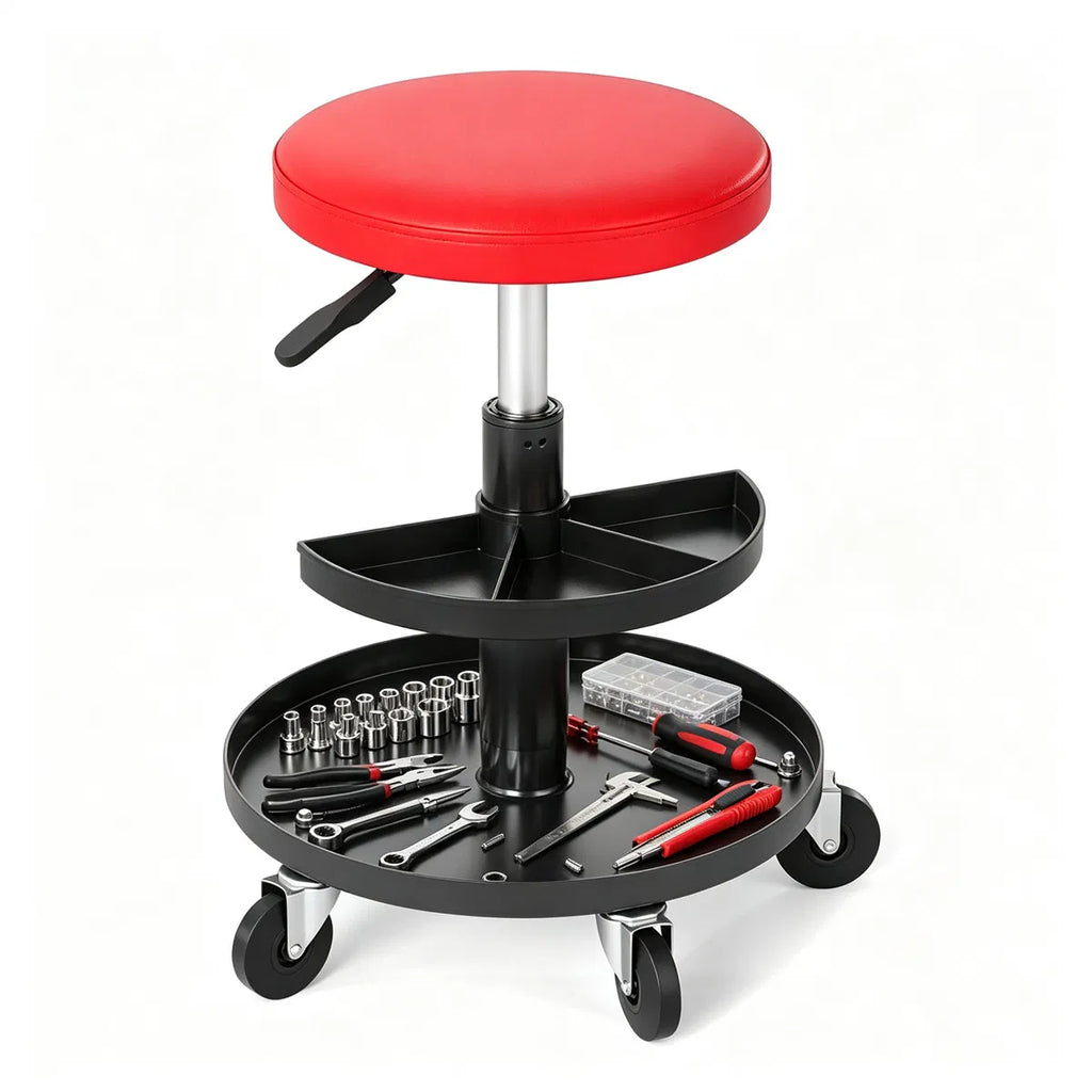 Mechanic Stool, Rolling with 2-Tier Tool Trays and Pneumatic Height – image 2