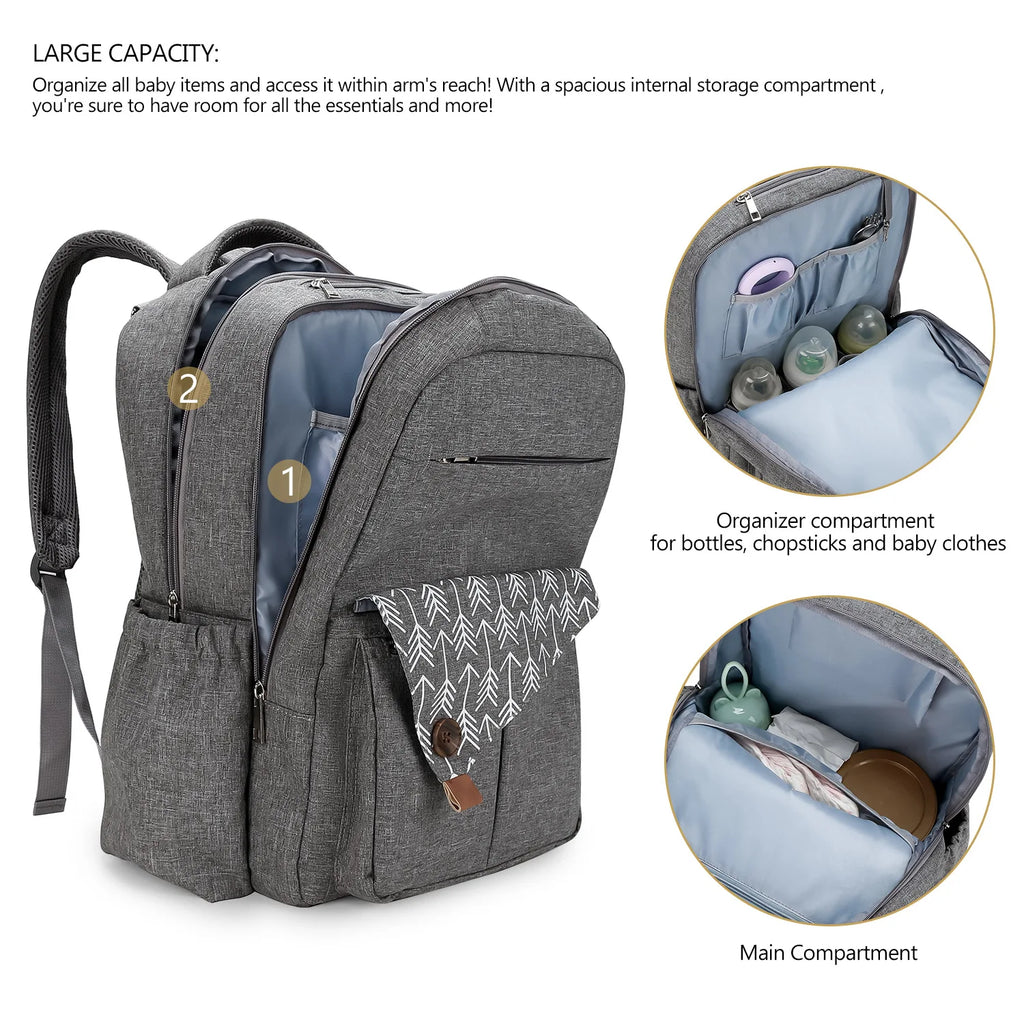 Large Water-Repellent Diaper Bag Backpack with Padded Straps – image 5