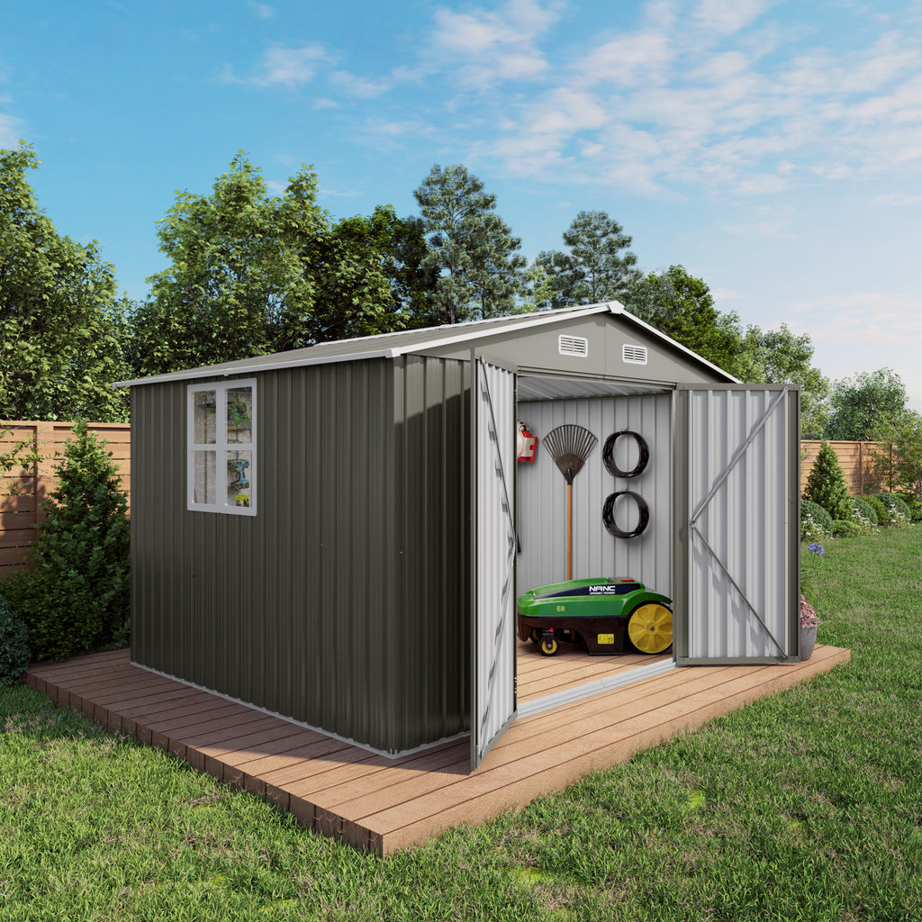10 x 8 ft Metal Storage Shed with Lockable Doors, Vents and Window – image 1