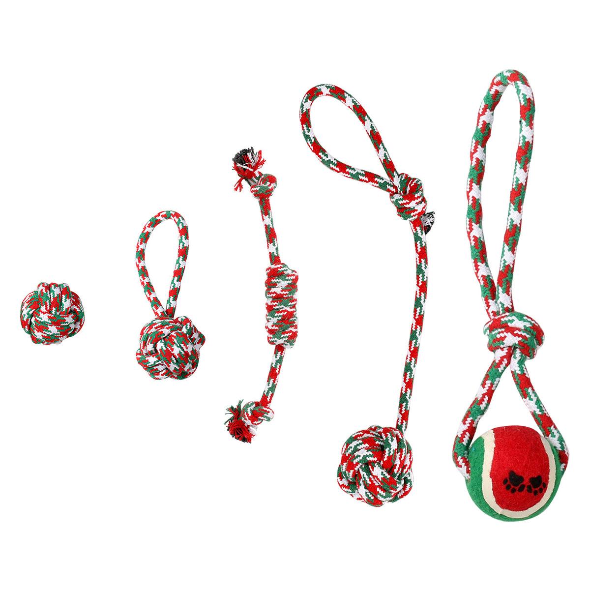 Christmas Dog Rope Toys 5 Pack Chew Toy Set for Puppies