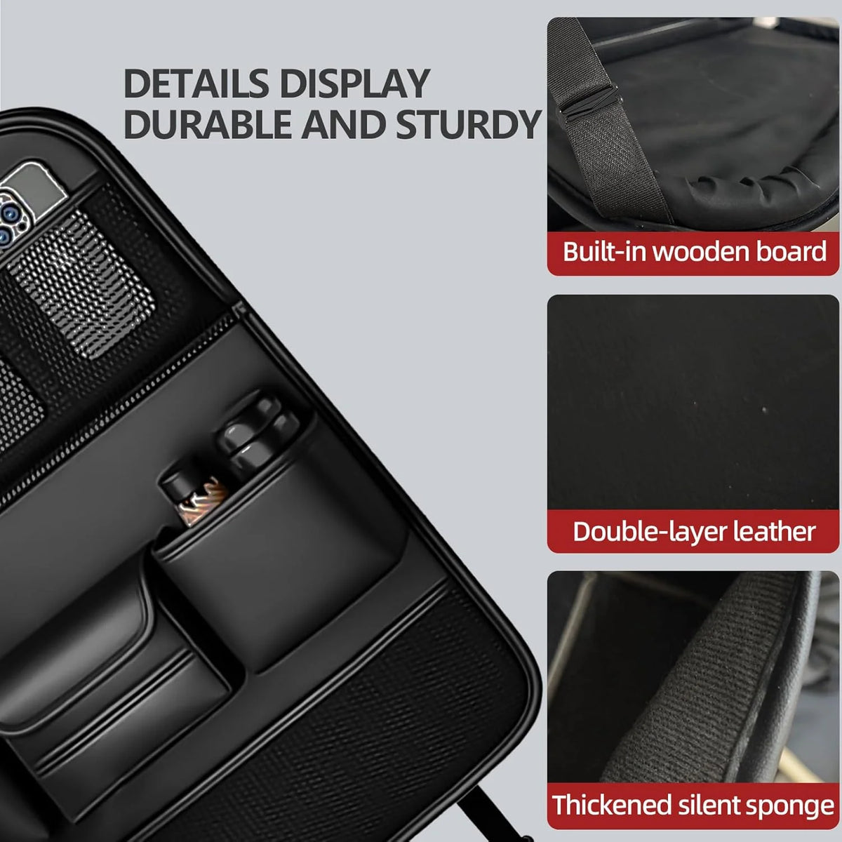Backseat Organizer with Fold-Down Tray - PU Leather Kick Guard – image 4