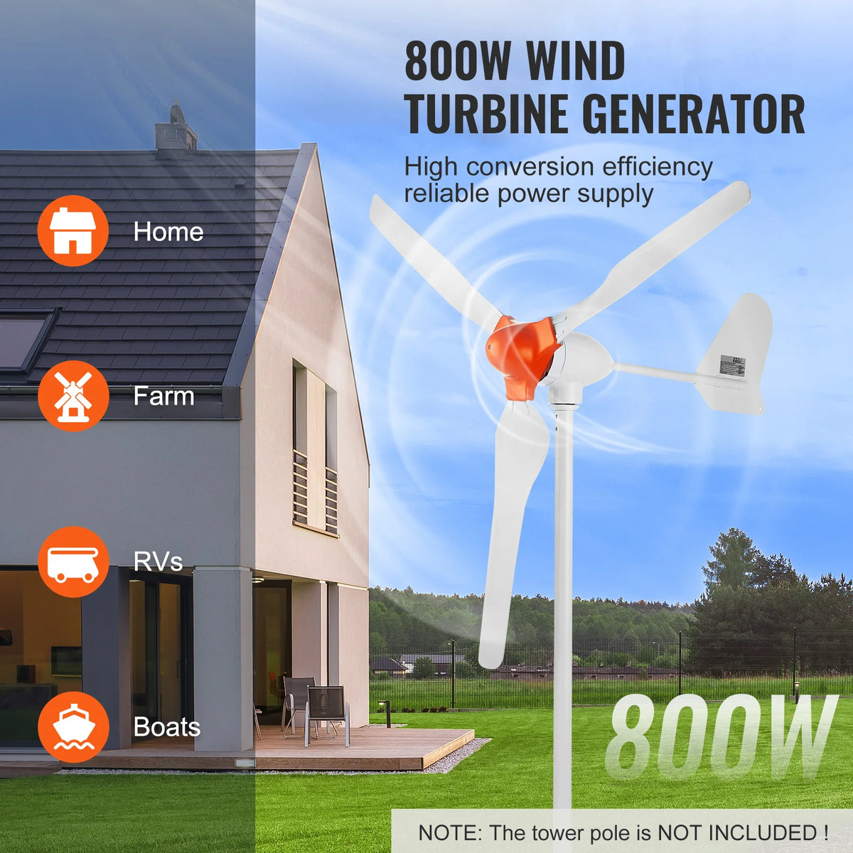Wind Turbine Generator Kit 800W 12V with MPPT Controller – image 2