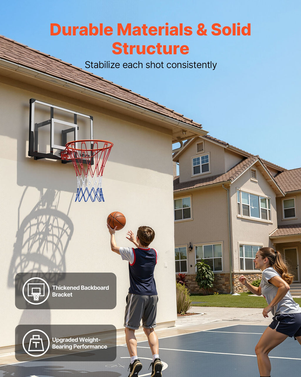 Wall Mount Basketball Hoop With 44 Inch Backboard And Nylon Net – image 3