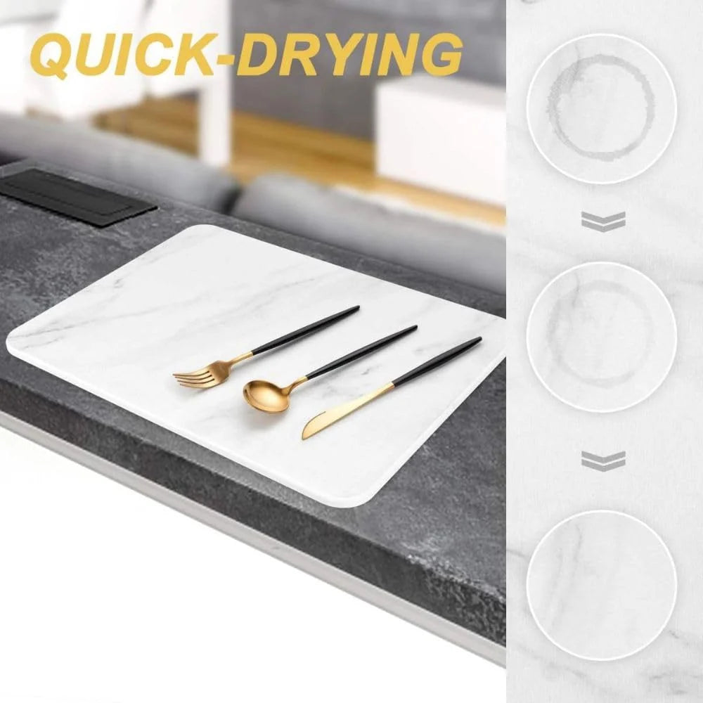 Stone Dish Drying Mat 2-Pack - Diatomaceous Quick-Dry 16x12in – image 8