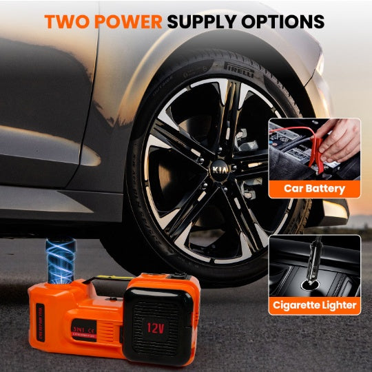 Electric Car Jack Kit – 5 Ton 12V Jack, Impact Wrench & Inflator