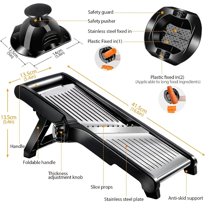 Stainless Steel Mandoline Slicer with 5 Blades and Hand Guard – image 6