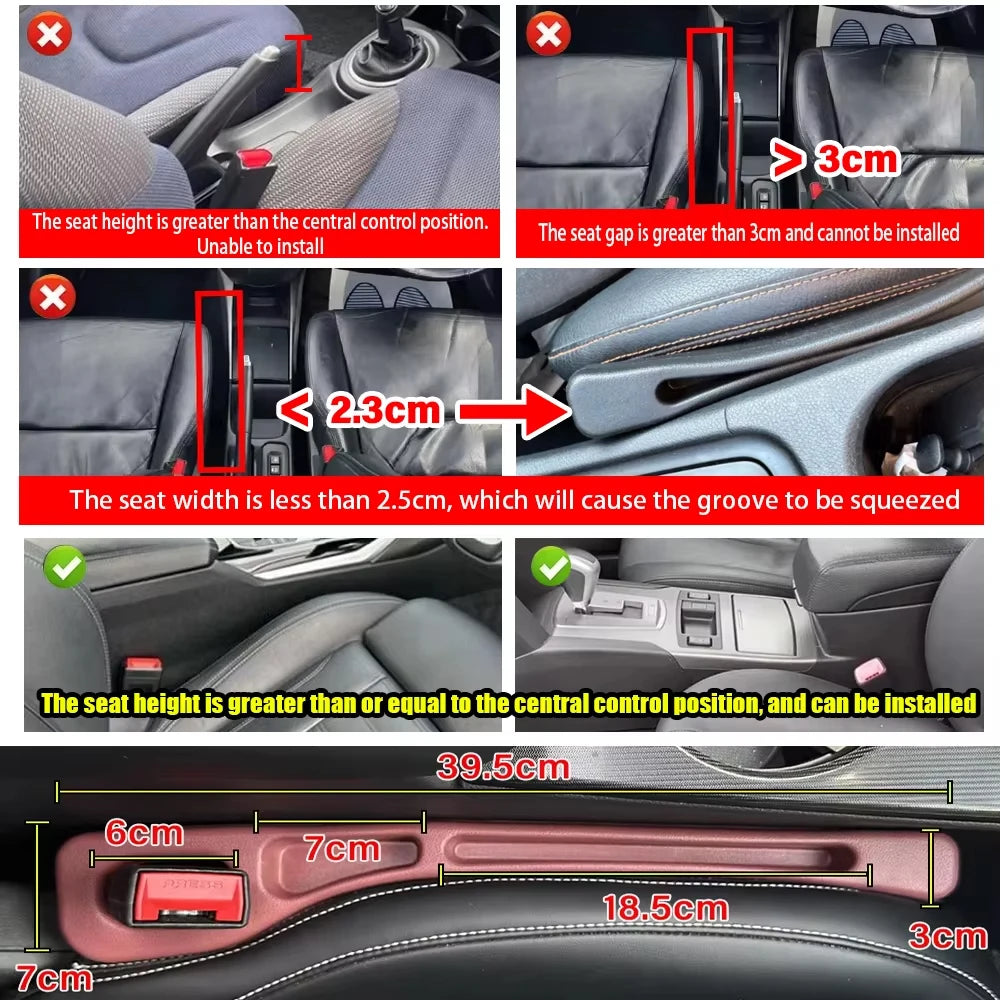 Seat Gap Filler Strip 2-Pack, Universal PU Console Crevice Blocker – image 3