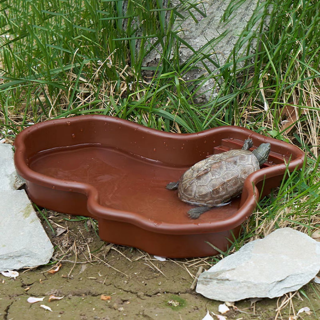 Reptile Bathing Pool with Ramp, Large Turtle and Tortoise Water Dish – image 3
