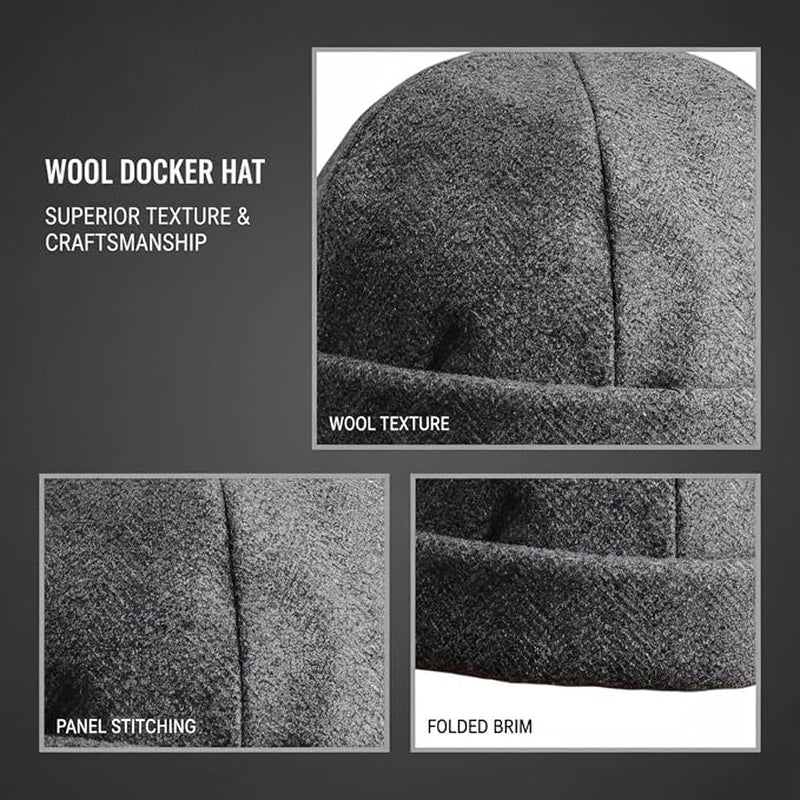Wool Docker Hat, Gray Brimless Fisherman Beanie for Men & Women – image 2
