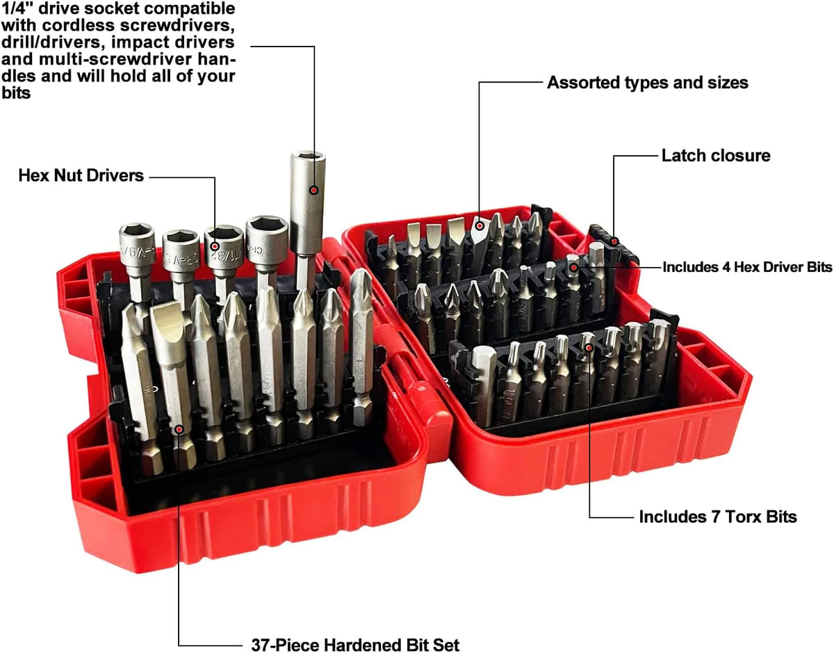 Impact Screwdriver Bit Set – 37 Pc Magnetic Nut Driver – image 3