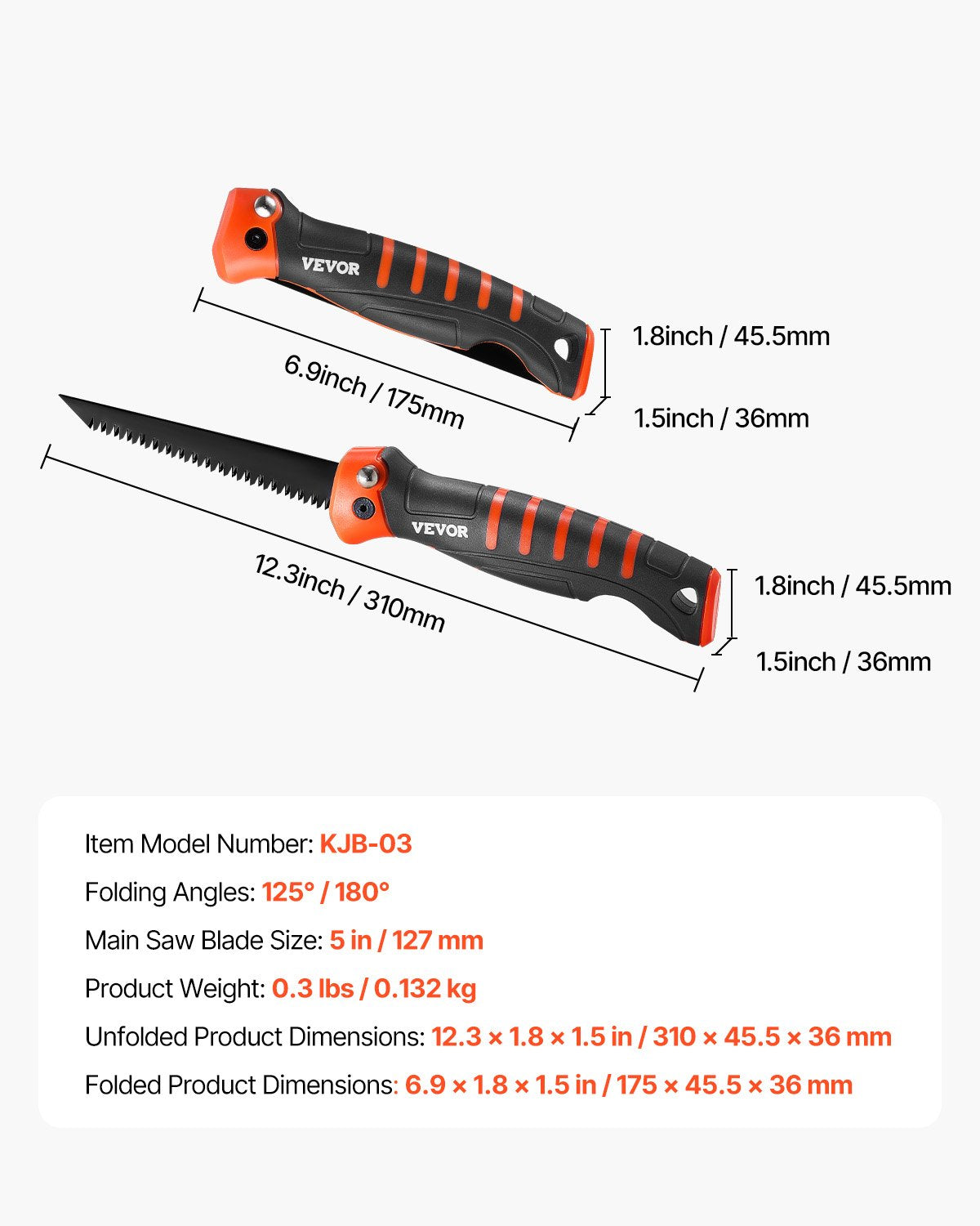 Folding Jab Saw – 5 in Drywall Saw with Soft Grip Handle – image 3