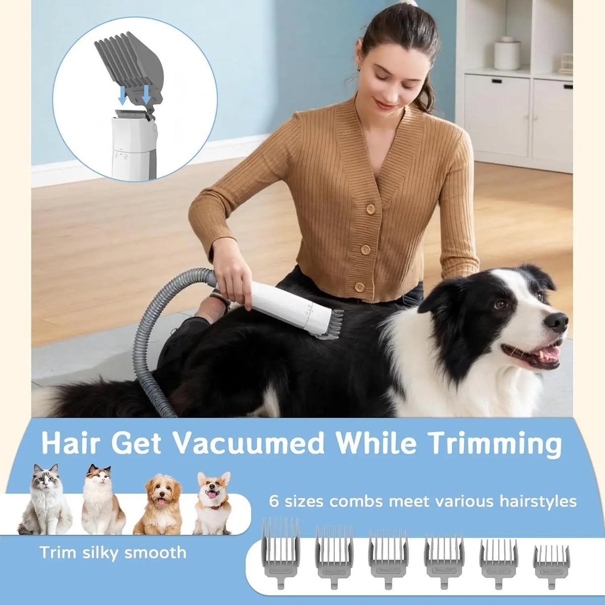 Dog Grooming Vacuum Kit, 7-in-1 Pet Clipper & Shedding Vacuum Brush – image 5
