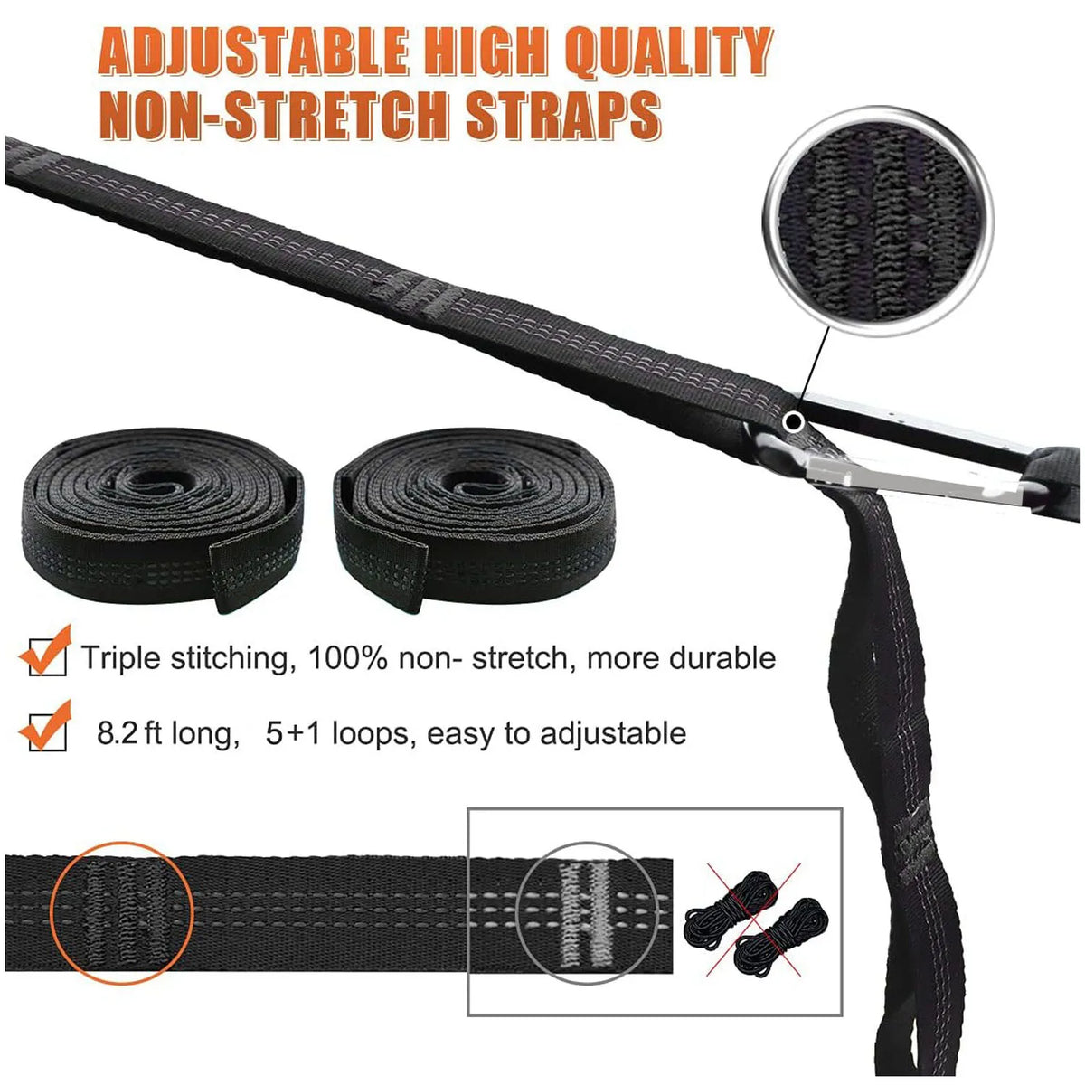 Hammock Tree Straps with Adjustable Loops and Carabiners – image 3