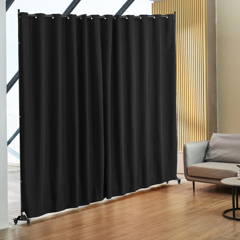 Rolling Curtain Room Divider Stand with Lockable Wheels – image 1