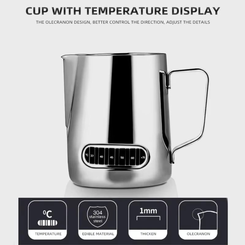 Milk Frothing Pitcher 350 ml, Stainless Steel Latte Art Jug – image 2