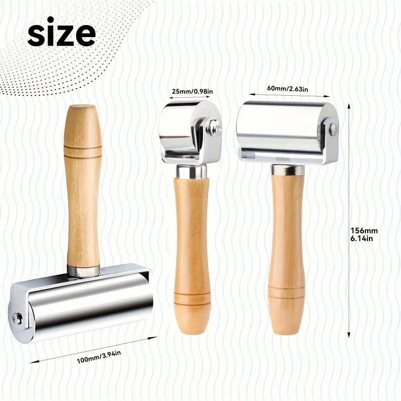Leather Edge Laminating Roller with Wood Handle 60mm 100mm – image 3