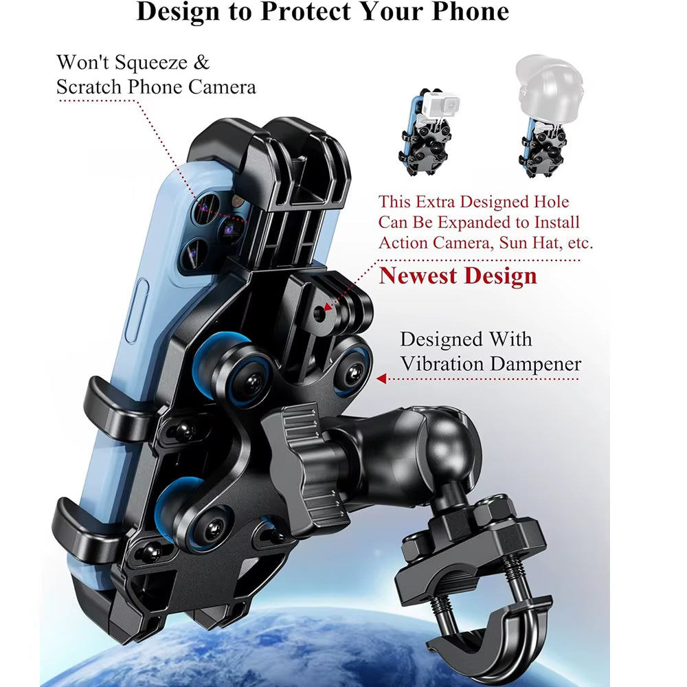 Motorcycle Fork Stem Phone Mount with Vibration Dampener