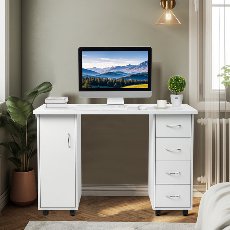 White Nail Art Table with Cabinet Door and 4 Drawers – image 2