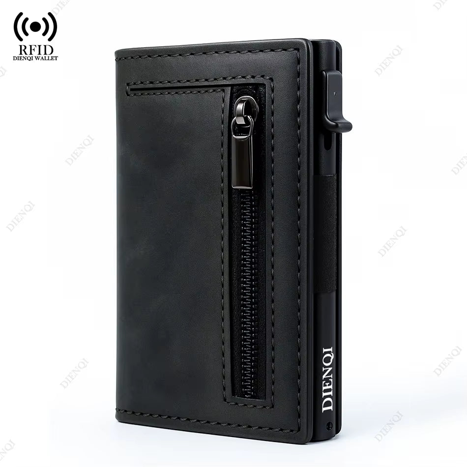 Pop-Up Card Holder Wallet, RFID Blocking Aluminum and Leather – image 2