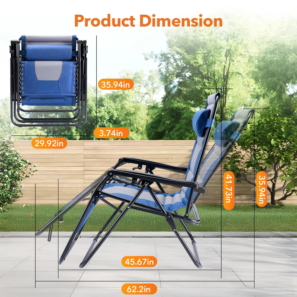 Padded Zero Gravity Recliner Chair with Adjustable Headrest – image 6