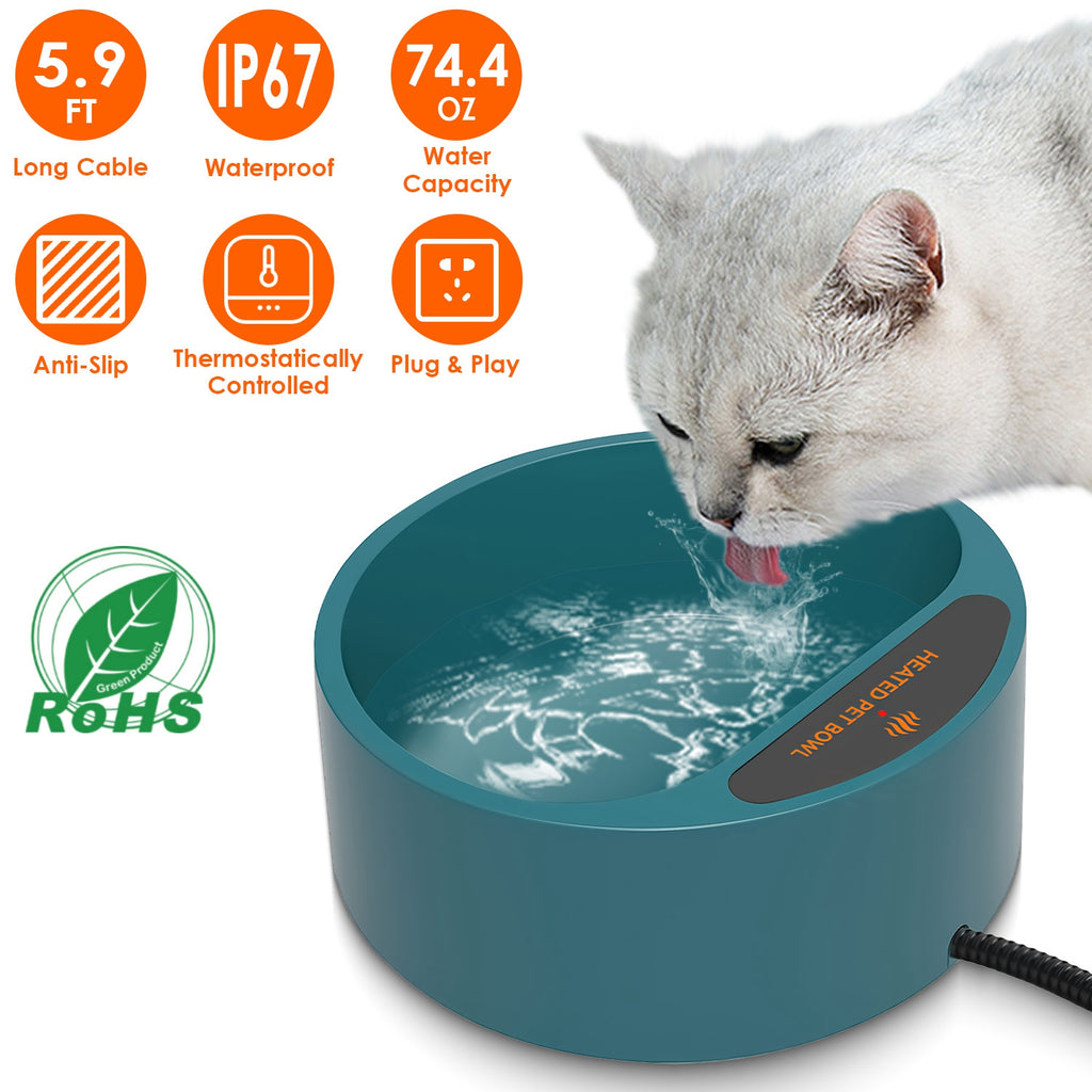 Heated Pet Water Bowl 74oz Thermostatic Outdoor Dog Cat Bowl – image 3