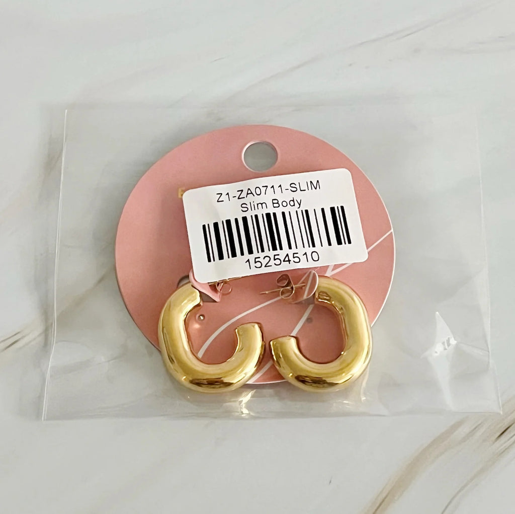 Gold Oval Hoop Earrings - 18K Plated Stainless Steel, Tarnish Free – image 7