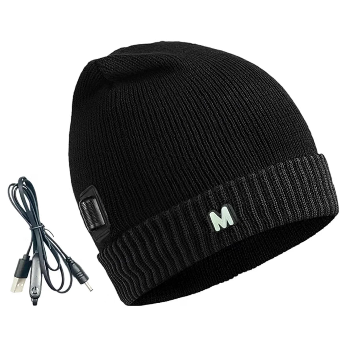 Heated Beanie, USB-Powered Fleece-Lined Knit Winter Hat