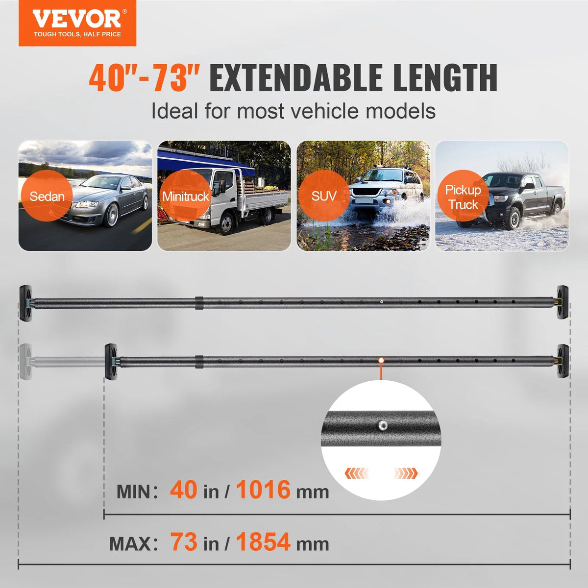 Truck Bed Cargo Bar, Adjustable Steel Load Stabilizer Bar, 220 lb