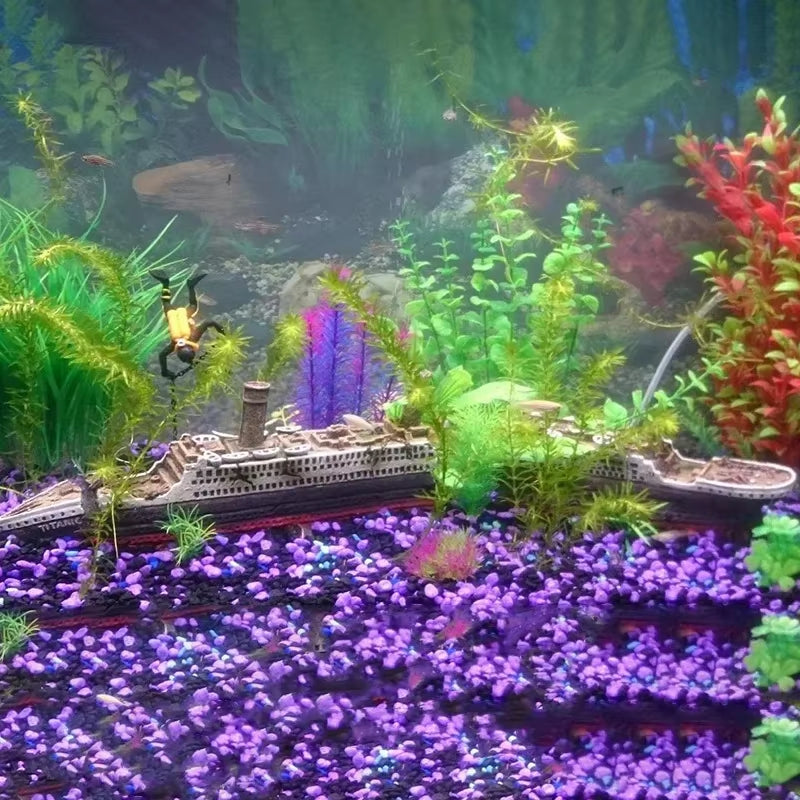 Sunken Shipwreck Aquarium Ornament, 15 in Resin Fish Tank Decor – image 7