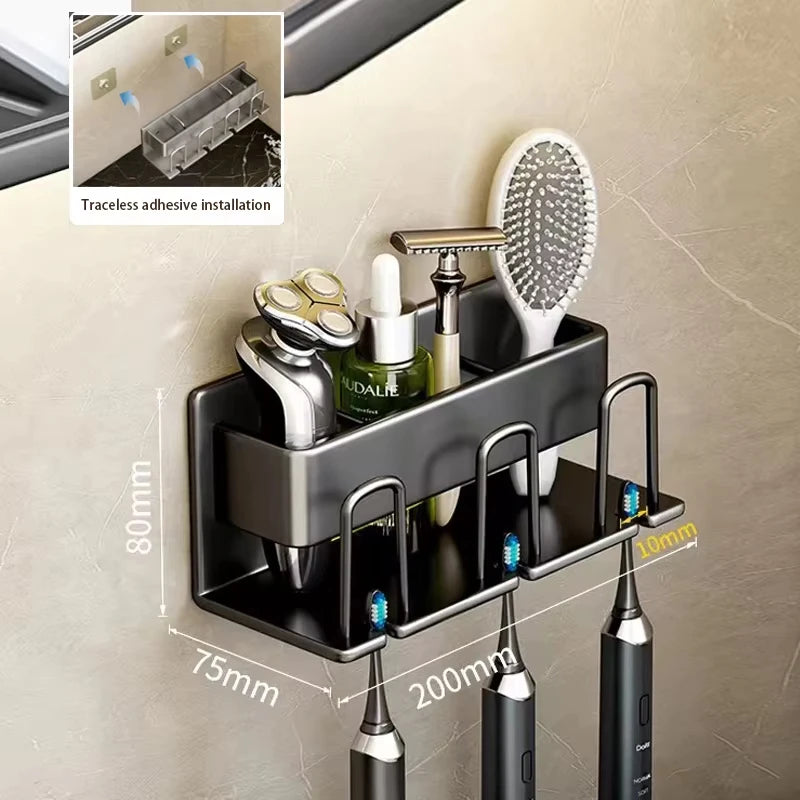 Toothbrush Holder - Wall-Mounted Aluminum Rack, Four-Person – image 8