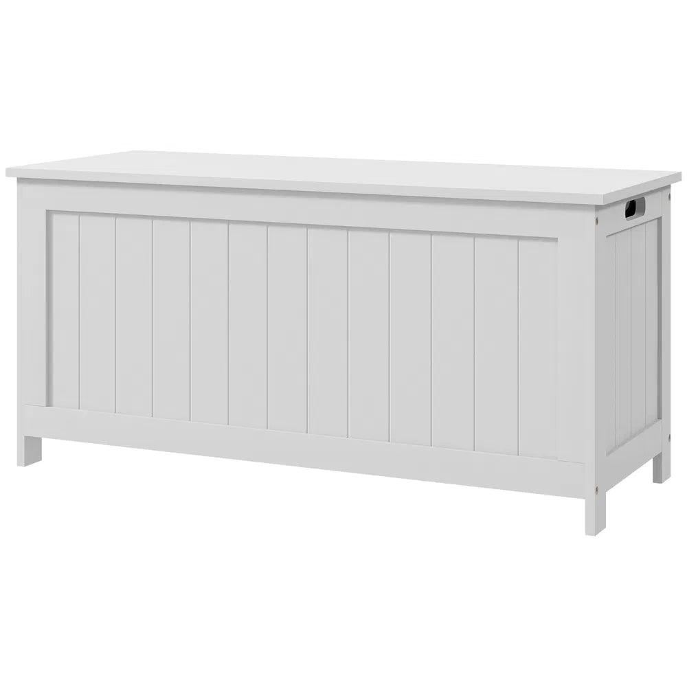 Storage Trunk Bench with Safety Hinges and Side Handles, White – image 1