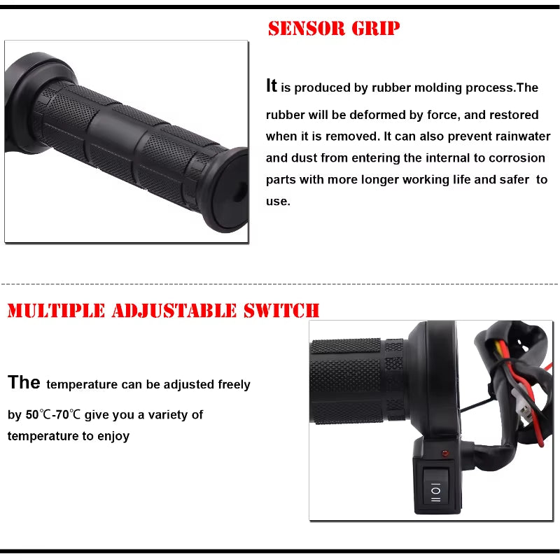12V Heated Motorcycle Grips 22mm 3-Level Warmers – image 3