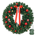 Battery Operated Pre-Lit Christmas Wreath 36 in, 80 Warm LEDs with Timer – image 1